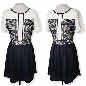 ANGELEYE LONDON Black/Cream Lace A-Line Cocktail Dress